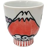 伊万里焼 せいら窯 富士山 お湯呑 赤 09928