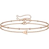 Dainty Gold Initial Bracelets for Women, 14K Gold Plated Dainty Personalized Gold Bracelets Initial Bracelets for Women Teen 