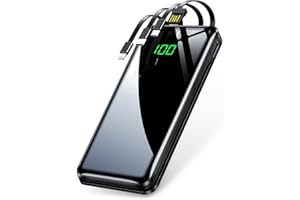 モバイルバッテリー 大容量 【35000mAh大容量・4つのケーブル内蔵】 急速充電 バッテリー 携帯充電器 4台同時充電 3WAY入力 LCD残量表示 モバイル・バッテリー iPhone/Android対応 power bank 最大2.1A出力 
