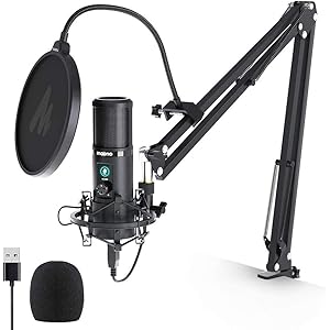 MAONO USBマイク コンデンサーマイク PCマイク マイクセット 192KHZ/24BIT 単一指向性 高音質 タ…