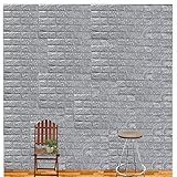 PlumRiver 【3Dで柔らかい弾力壁紙】70cm×77cm※クッション壁紙5枚セット※ DIY ブリックステッカー 壁紙 貼ってはがせる 壁紙シール ブリック壁紙 レンガシール レンガ調 タイル