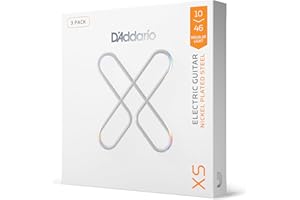 D'Addario Electric Guitar Strings, XS Nickel Coated, XSE1046-3P, Regular Light Gauge 10-46, 6-String Set, Pack of 3