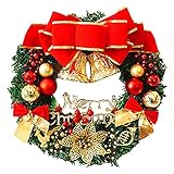 LiTi　クリスマスリース　30㎝　玄関　ドア装飾　デコレーション　造花　ベル　ボール　イベント クリスマスパーティ　店舗装飾