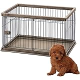 アイリスオーヤマ 犬 組み立て サークル ウッディサークル ロータイプ ブラウン 小型犬用 幅97.5×奥行66.5×高さ55.5cm PWSR-960L