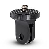 HSU アルミ変換アダプター ミニ三脚マウント 1/4トライポッドアダプター GoPro用(GP規格)→カメラネジ(1/4規格)に変換 (ブラック)