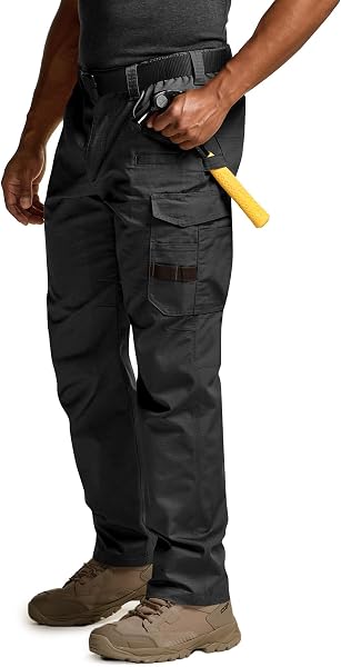 CQR Men's Cargo Pants, Stretch Ripstop, Water Repellent, Stain Resistant, Breathable, Lightweight, Multi-functional Pockets, Elastic Waistband, Outdoor Work Pants, Work Trousers - 1