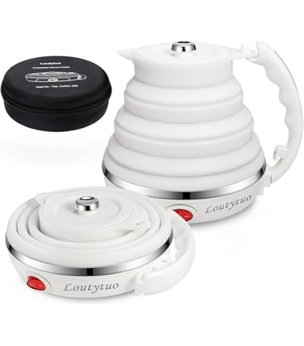 Amazon | 極薄シリコーン旅行折りたたみ電気ケトル可変温度制御