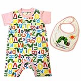 はらぺこあおむし 半袖ロンパース スタイ付き THE WORLD OF ERIC CARLE 夏物 fpo-th4449 90cm ピンク