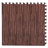 ジョイントマット　フロアーマット　防音マット　フチ付き　木目調　大判　60cm　床暖房対応　滑り止めマット　転倒防止　防水　ベビー 赤ちゃん用 (ダークブラウン)