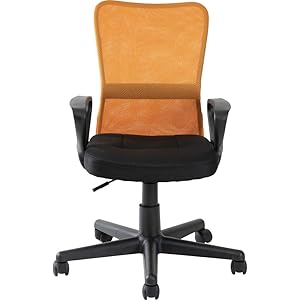 アイリスオーヤマ オフィスチェア 肘付きメッシュバックチェア HMBKC-98 オレンジ