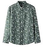 [NW] Sinyosilya メンズ 柄シャツ アロハシャツ 花柄 長袖 ハワイ風 ボタンダウン 綿 カジュアル