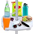 AMMSUN 16.9" Beach Umbrella Table Tray with 4 Cup Holders, 4 Snack Compartments for Beach, Patio, Garden, Swimming Pool 16.9 