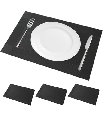 Amazon｜TAMAKI ランチョンマット 4個セット エッジライン ブラック 縦