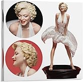 マリリン・モンロー 6 オフィス ベッドルーム ダイニングルーム装飾 キャンバス ウォールアート ポスター 印刷 アートパネル16x16inch(40x40cm)