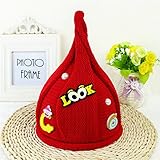 とんがりニット帽 キッズ帽子 ねじり帽子 柔らかキャップ どんぐり かわいい 子ども 女の子 男の子 秋 冬 シンプル 2016 新製品 red