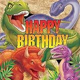 Creative Converting Dino Blast Happy Birthday 16 Count 3-Ply Paper Lunch Napkins [並行輸入品]