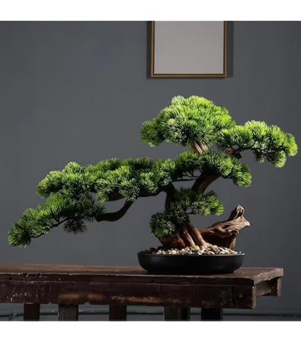 Amazon.co.jp: 上質 再入荷 インテリアグリーン 高級模造迎客松盆栽