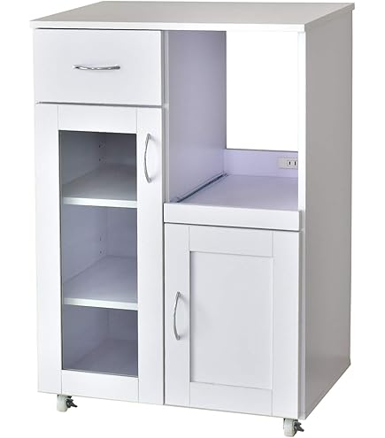 39 レンジボード 白 コンセント・キャスター付き 配達設置対応 キッチンボード 食器棚 Amazon.co.jp: DORIS ドリス キッチン収納 レンジ台 コンセント付き