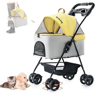新品 ペットカート 多機能 イエロー ペット用品 犬用品 4輪 楽天 新品 ペットカート 多機能 イエロー ペット用品 犬用品 4輪 楽天