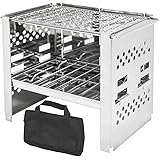 バーベキューコンロ 焚き火台 キャンプ用品 １台多役 2段高さ調節 折りたたみ コンパクト ステンレス製 アウトドア ソロ