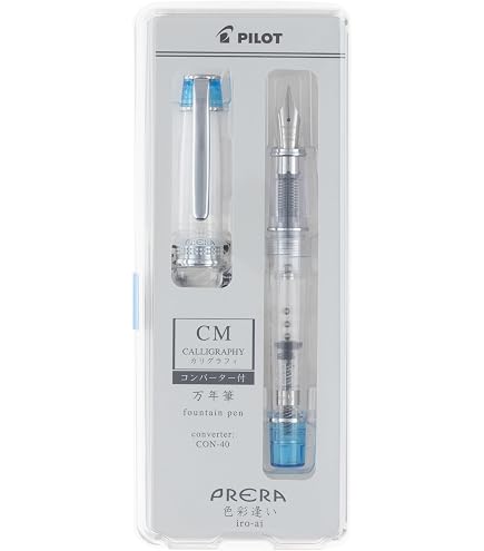 Pilot　万年筆　Prera 透明ブルーボディ　細字Ｆ一本　カリグラフCM一本 Amazon | PILOT 万年筆 プレラ PRERA 色彩逢い F 細字 透明ブルー