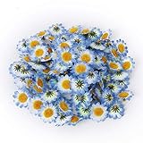 Hommy 約100個の人工ガーベラデイジーの花ヘッズ、DIYのウェディングパーティー ブルー