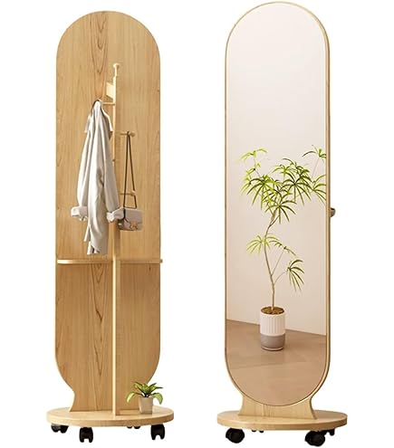 Amazon.co.jp: ウッドウォールミラー/全身姿見鏡 〔スタンド付き