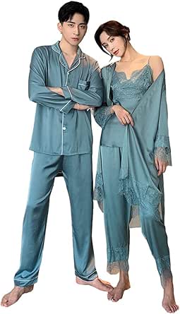 ルームウェア ペア パジャマ おしゃれ ペアパジャマ カップル ペアルック カップル お揃い 服 カップル パジャマ ペアパジャマ 春秋 ペア パジャマ ギフト サテン パジャマ ペア 前開きペアパジャマ 合成 シルク パジャマ パジャマ ルームウェア Amazon