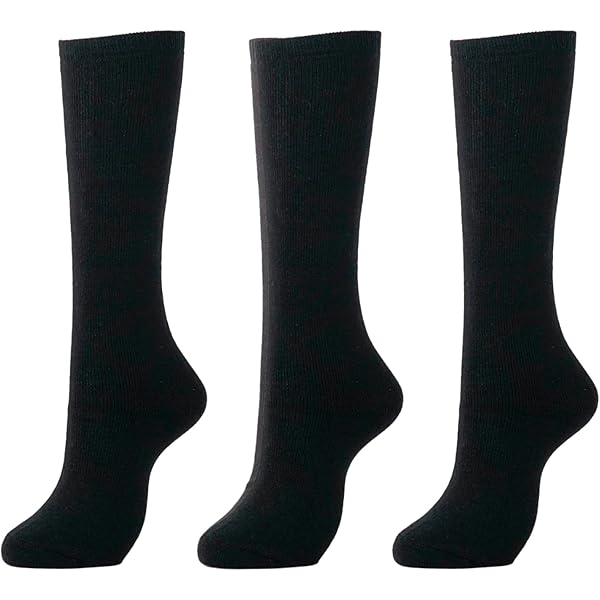 Amazon.co.jp: [N.S.TRADING] レディース 黒 ハイソックス 無地