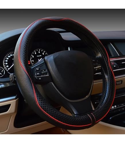 FANL Car Steering Wheel Cover Faux Leather Massage Universal Fit 3D Honeycomb Hole Anti Slip Sporty