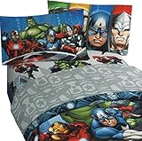 4pc Marvel Avengers Full Bed Sheet Set Superhero Halo Bedding Accessories [並行輸入品]