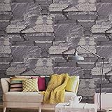 birwall Faux Rustic Brick Stone壁紙ウォールペーパー用リビングキッチン寝室、20.8 in32.8 Ft = 57平方フィート、ロック