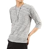 [アーケード] メンズ ロンT スラブボーダー 長袖 Vネック カットソー ロングTシャツ