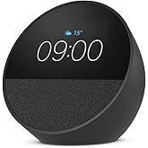 Amazon Echo Spot (2024 release), Smart alarm clock with vibrant sound, Black, with Alexa+ Early Access