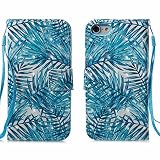 iPhone 7 ケース,iPhone 8 ケース ,COOSTOREJP かわいい面白いカラフルな絵画の3DパターンのPUレザーウォレットケースApple iPhone 7 / 8用,リーフ