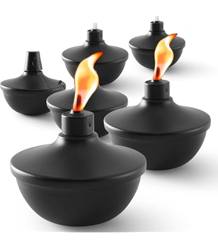 Justincity 24. 5oz Black Metal Tabletop Flame Torch For Outdoor Landscape Party Garden Decor With Wicks Covers 8-Pack