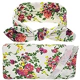 6 #新生児赤ちゃんヴィンテージFloral Bow Knot HeadbandおくるみブランケットBurp Wrapped小道具
