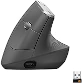 Logitech MX Vertical Wireless Mouse – Advanced Ergonomic Design Reduces Muscle Strain, Control and Move Content Between 3 Win