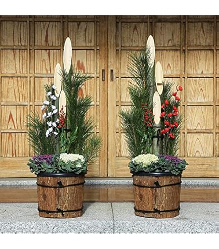 Amazon.co.jp: NEKOMI 【予約販売】1対約70㎝ 玄関飾り 木箱門松