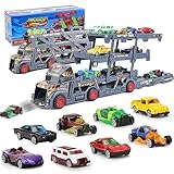 AMYCOOL 車おもちゃ 建設車両 ミニカーセット はたらくくるま おもちゃ 収納車セット 作業車両 知育玩具 交通標識や車のステッカーで 室内遊び 乗せて運ぶ 男の子 女の子 プレゼント クリスマス 誕生日 贈り物 (ブラック)