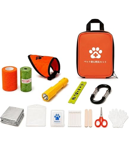 Amazon.co.jp: 犬用防災グッズ 7点セット 迷子札付き 避難セット 非常