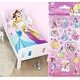 ディズニー プリンセス オフィシャルシングル 掛け布団 カバー ＆ 枕 敷布団 カバーセット ≪ラプンツェル ベル シンデレラ≫ キッズ 寝具 おまけステッカー付き [並行輸入品]
