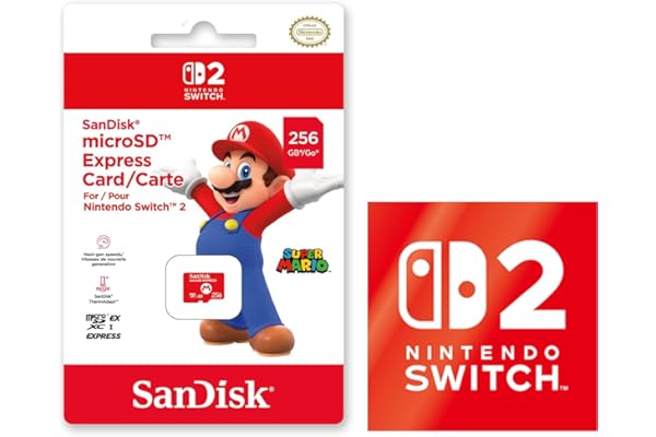 【任天堂ライセンス商品】SanDisk microSD Express Card 256GB for Nintendo Switch 2(サンディスク マイクロSDエクスプレスカード 256GB) 【Amazon.co.jp限定特典】Nintendo Switch 2 ロゴデザインステッカー 同梱