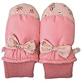 ミトン手袋 花柄 リボン 女の子用 通園やお外遊びに大活躍 j-284003 (3～4才用, ピンク)