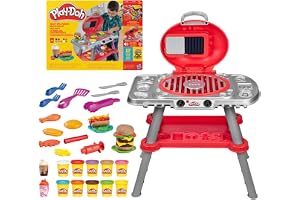 Play-Doh Sizzlin' Grill Playset with Lights & Sounds, 17 Accessories, BBQ Toys for Boys & Girls 3+, Play Food Arts & Crafts, Red