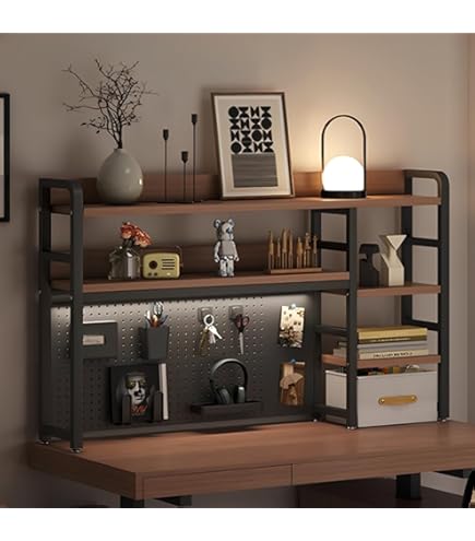 Amazon.co.jp: Hoshinoi 卓上ラック 机上ラック 有孔ボード付き デスク