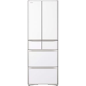 日立 冷蔵庫 430L 6ドア 強化ガラスドア 観音開き 日本製 幅65.0cm 真空チルド R-XG43J XW クリスタルホワイト