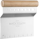 Mason Cash Innovative Kitchen Stainless Steel 4-in-1 Bench Scraper, 15.2cm - Wooden Handle