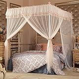 royal-ヨーロピアンスタイルスクエアトップMosquito Net three-door暗号化Thickeningホームダブルベッドプリンセススタイルステンレススチールブラケットアプリコット色 1