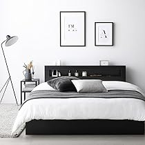 Amazon｜RASIK ベッド シングル フレームのみ ブラック 収納付き